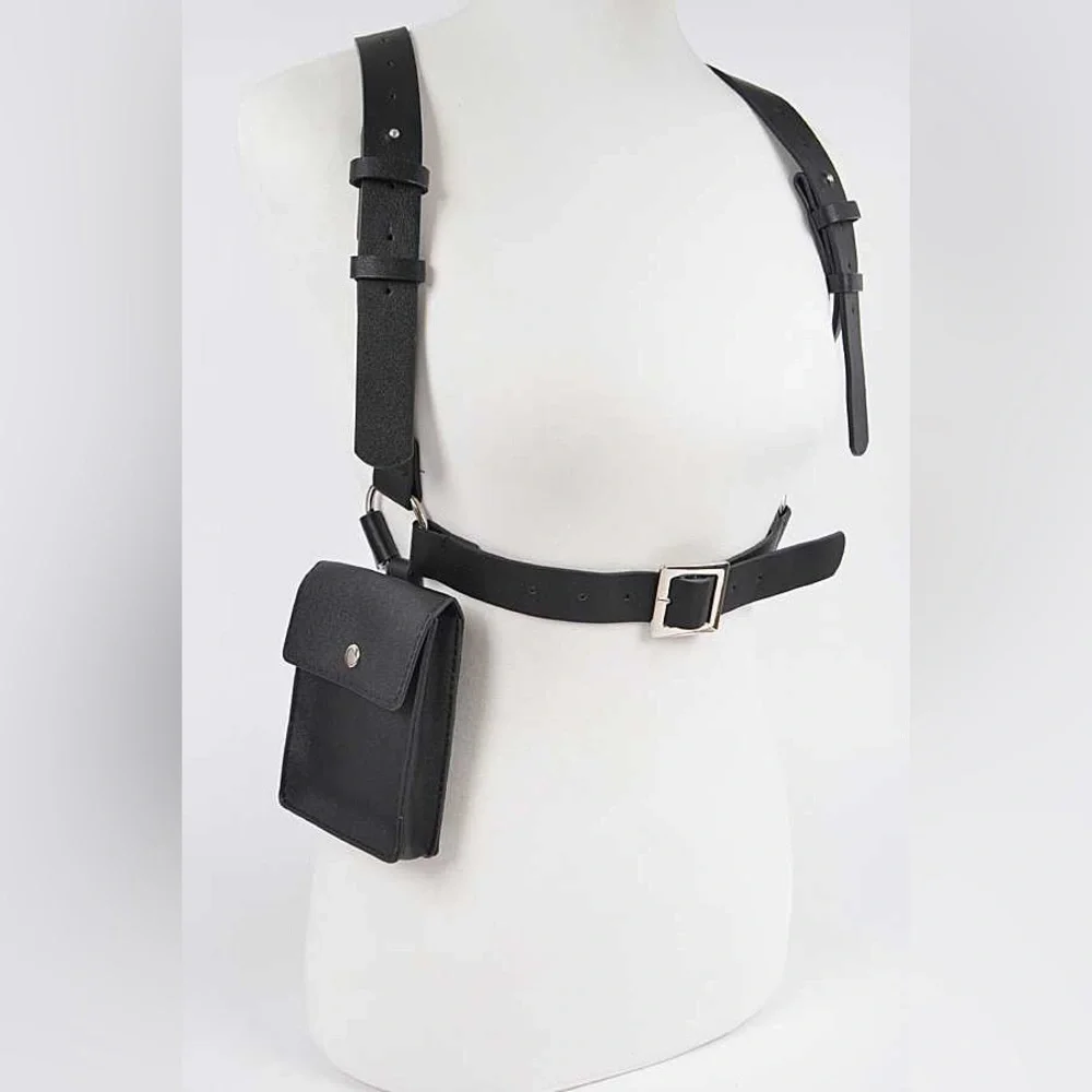 Vegan Leather Suspender Statement Belt